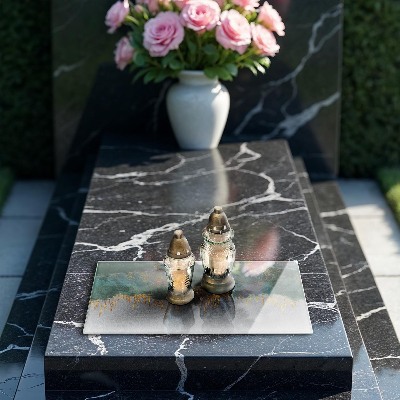 Posavaso de cristal para velas funerarias Abstracción con oro