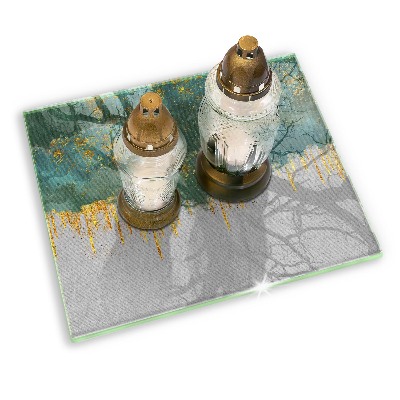 Posavaso de cristal para velas funerarias Abstracción con oro