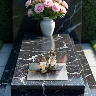 Posavaso de cristal para velas funerarias Abstracción con oro