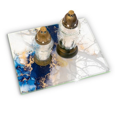 Posavaso de cristal para velas funerarias Abstracción con azul
