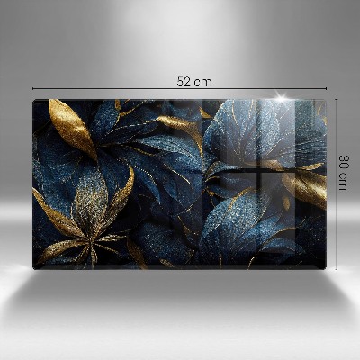 Posavaso de cristal para velas funerarias Hojas ornamentales con oro