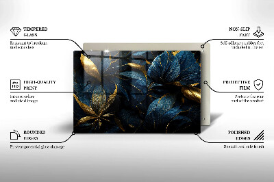 Posavaso de cristal para velas funerarias Hojas ornamentales con oro