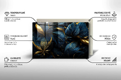Posavaso de cristal para velas funerarias Hojas ornamentales con oro