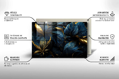 Posavaso de cristal para velas funerarias Hojas ornamentales con oro