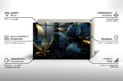 Posavaso de cristal para velas funerarias Hojas ornamentales con oro