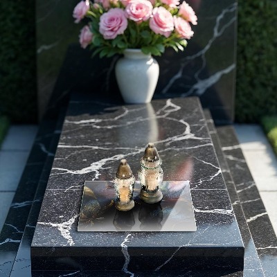 Posavaso de cristal para velas funerarias Hojas ornamentales con oro