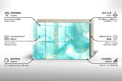 Posavaso de cristal para velas funerarias Abstracción azul y dorada
