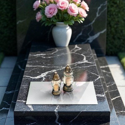 Posavaso de cristal para velas funerarias Elegante piedra de mármol