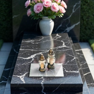 Posavaso de cristal para velas funerarias Elegante piedra de mármol