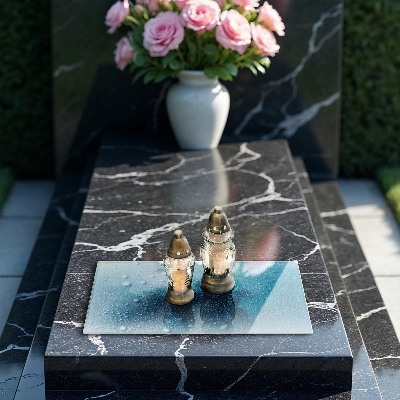 Posavaso de cristal para velas funerarias Gotas de agua