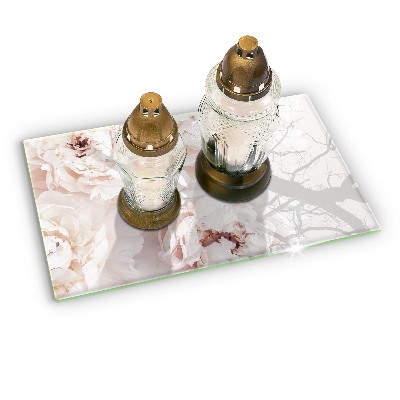 Posavaso de cristal para velas funerarias Peonías pastel