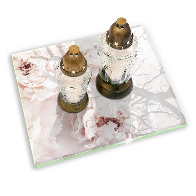 Posavaso de cristal para velas funerarias Peonías pastel