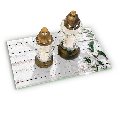 Posavaso de cristal para velas funerarias Viejos tablones y hojas