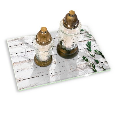 Posavaso de cristal para velas funerarias Viejos tablones y hojas