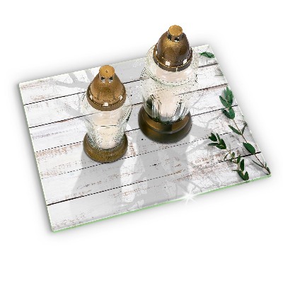 Posavaso de cristal para velas funerarias Viejos tablones y hojas