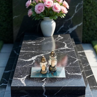 Posavaso de cristal para velas funerarias Abstracción de piedra