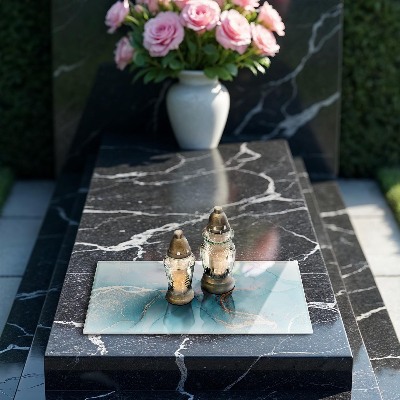Posavaso de cristal para velas funerarias Abstracción de piedra