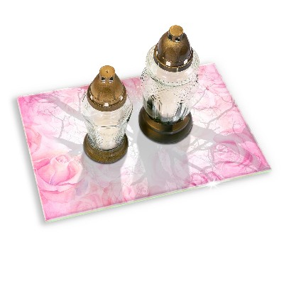 Posavaso de cristal para velas funerarias Fondo rosas delicadas