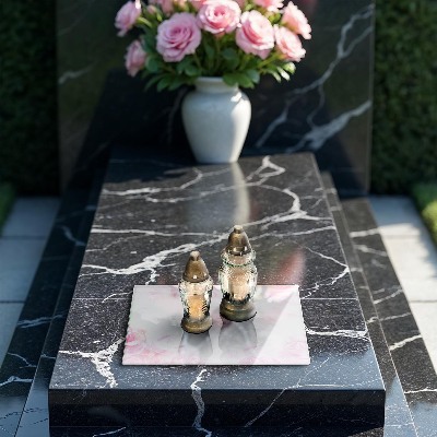 Posavaso de cristal para velas funerarias Fondo rosas delicadas