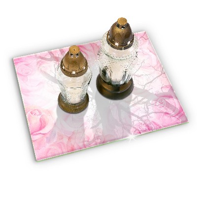 Posavaso de cristal para velas funerarias Fondo rosas delicadas