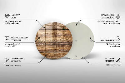 Posavaso de cristal para velas funerarias redondo Tablas con textura de madera