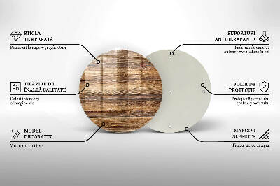 Posavaso de cristal para velas funerarias redondo Tablas con textura de madera