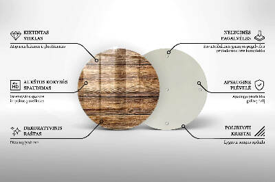 Posavaso de cristal para velas funerarias redondo Tablas con textura de madera