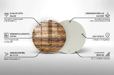 Posavaso de cristal para velas funerarias redondo Tablas con textura de madera