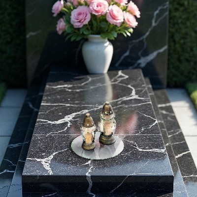 Posavaso de cristal para velas funerarias redondo Elegante piedra de mármol