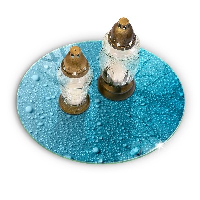 Posavaso de cristal para velas funerarias redondo Gotas de agua