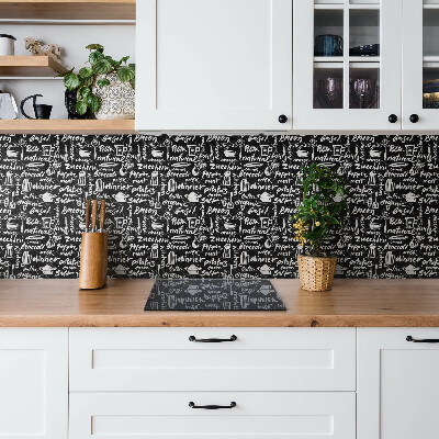 Revestimiento de pared de vinilo Letreros de cocina en blanco y negro.