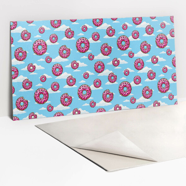 Panel de pvc para pared Donuts rosas en las nubes.