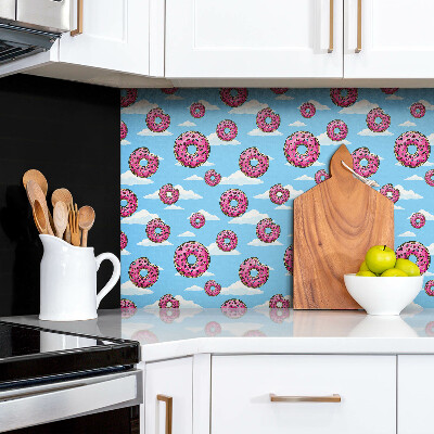 Panel de pvc para pared Donuts rosas en las nubes.