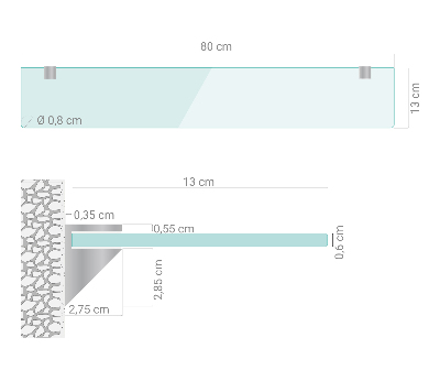 Estante de cristal para baño transparente
