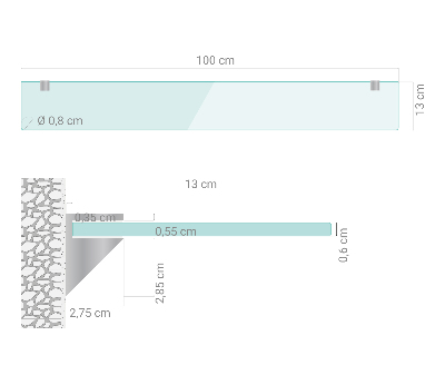 Estante de cristal para baño transparente