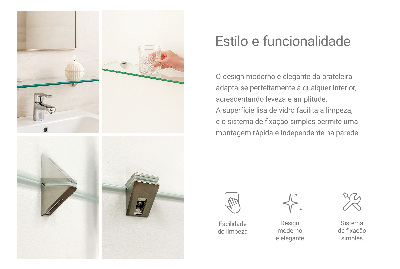 Estante de cristal para baño transparente