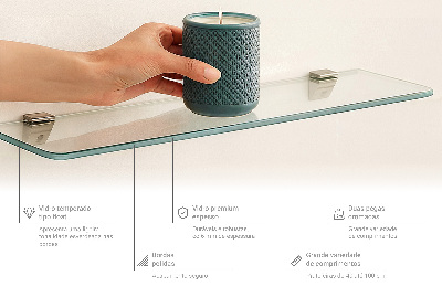 Estante de cristal para baño transparente