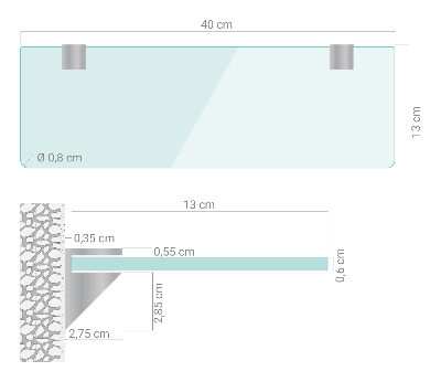 Estante de cristal para baño transparente