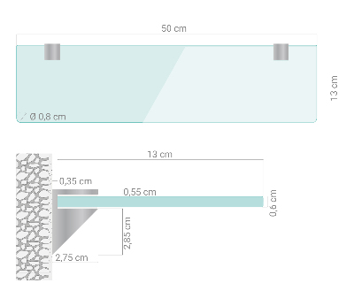 Estante de cristal para baño transparente