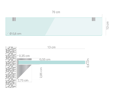 Estante de cristal para baño transparente