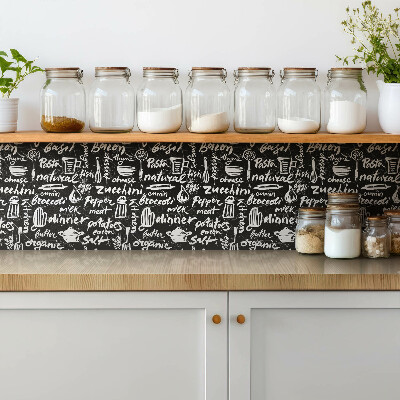 Baldosas vinílicas autoadhesivas Letreros de cocina en blanco y negro.