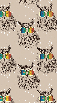 Estor enrollable para ventana con diseño de búhos y gafas de colores