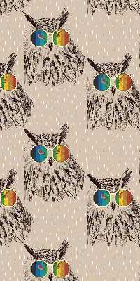 Estor enrollable para ventana con diseño de búhos y gafas de colores
