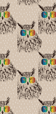 Estor enrollable para ventana con diseño de búhos y gafas de colores