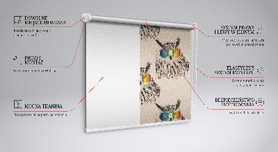 Estor enrollable para ventana con diseño de búhos y gafas de colores
