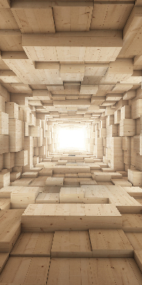 Estor enrollable de agujero de madera en 3D