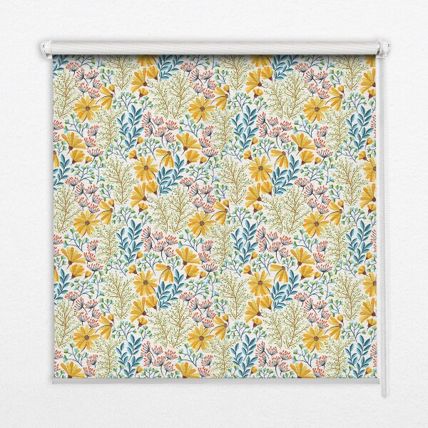 Estor enrollable para ventana con estampado de flores