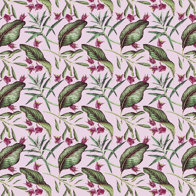 Estor enrollable con estampado de hojas tropicales