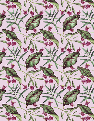 Estor enrollable con estampado de hojas tropicales
