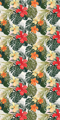 Estor enrollable para ventana con diseño de flores y hojas tropicales